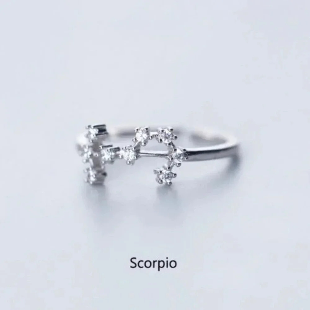 925 Sterling Silver Zodiac Resizable Ring Scorpio